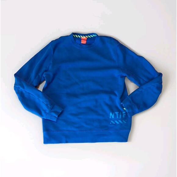 Nike NT/F Track & Field Sweatshirt Mens Medium Blue Crew Neck Long Sleeve - Picture 1 of 8